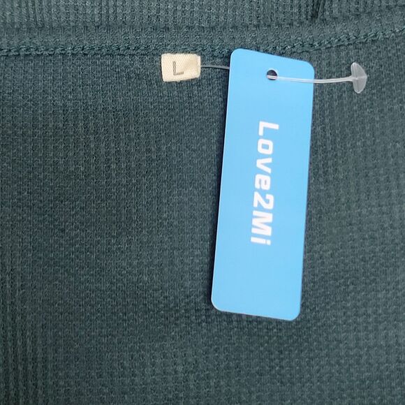 Green Love2Mi Waffle Knit Short Sleeve Faux Wrap Top - NWT - Picture 8 of 10